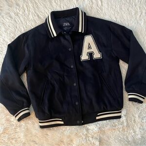 Zara Navy “A” Varsity Jacket